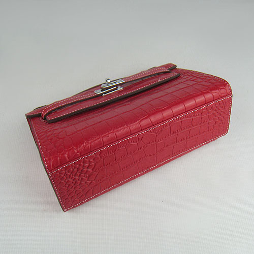 AAA Hermes Kelly 22 CM France Veins Leather Handbag Red H008 On Sale